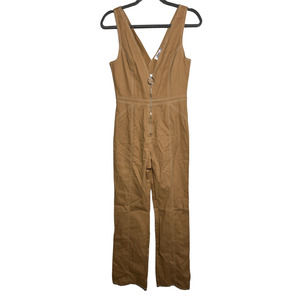 Tiger Mist Women size Medium Brown Sleeveless V-neck Sexy Ava Zip Front Jumpsuit